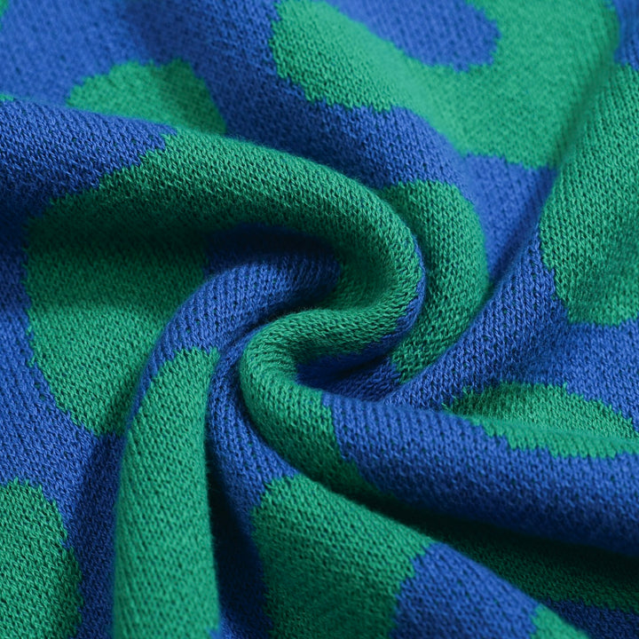 Polo masculino de malha abstrata Squiggle – camisa verde e azul inspirada nos anos 80