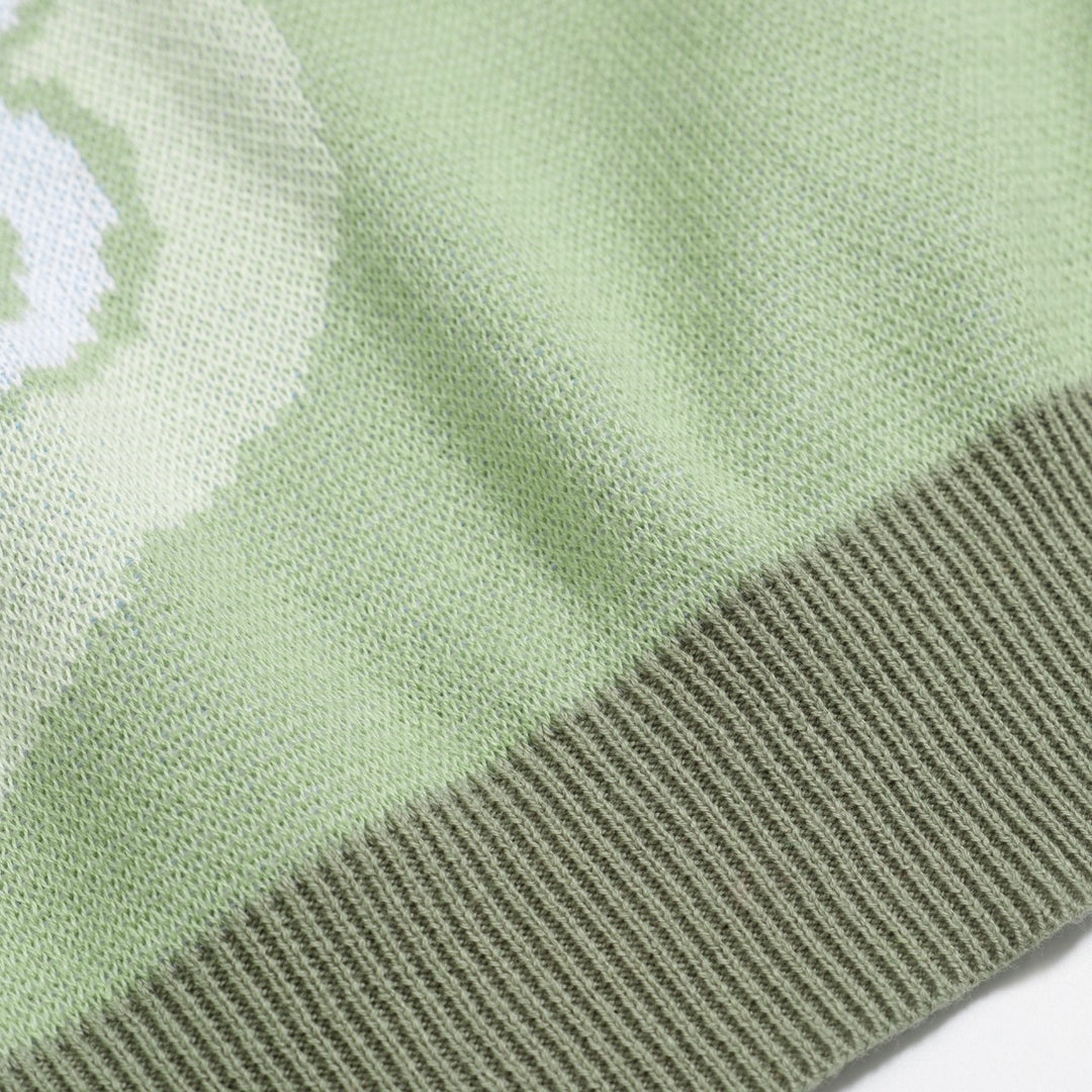 Kvinnors gröna blomstickade set med blått och vitt blommönster