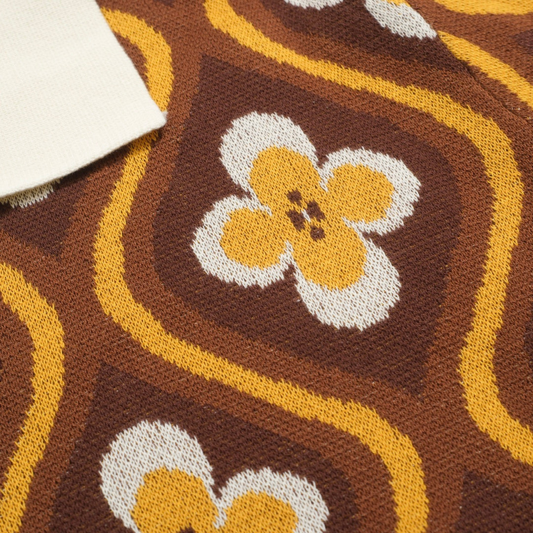 Jacquard 60-talls jacquard-polo for menn med V-hals