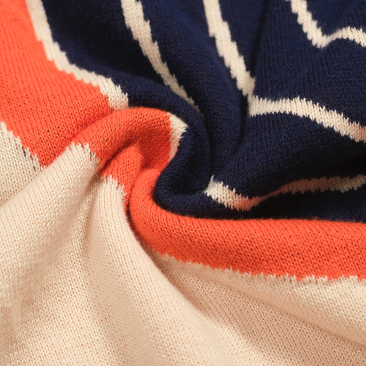 Men's apricot vintage 60s jacquard knit polo shirt