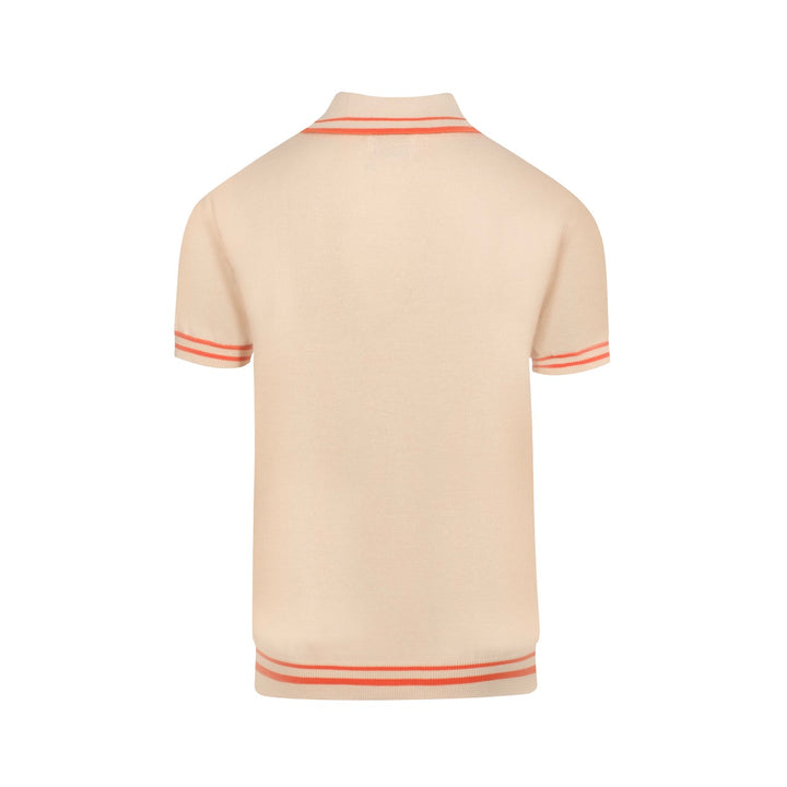 Men's apricot vintage 60s jacquard knit polo shirt