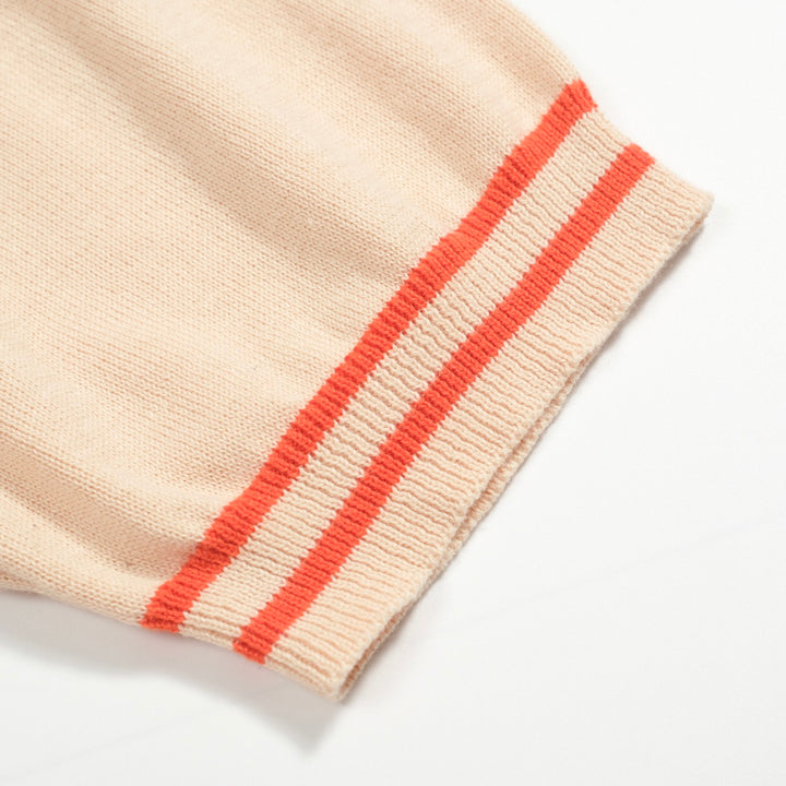 Men's apricot vintage 60s jacquard knit polo shirt