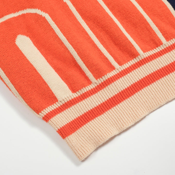 Men's apricot vintage 60s jacquard knit polo shirt