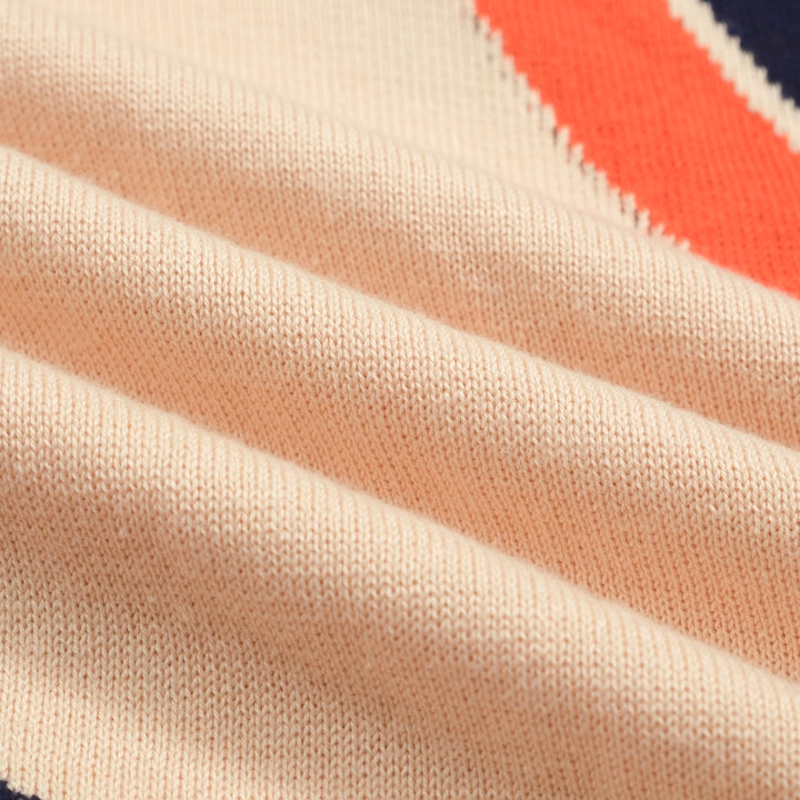 Men's apricot vintage 60s jacquard knit polo shirt