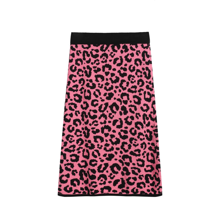 Grünes Damen-Strickset mit Leopardenmuster und rosa Leopardengrafik