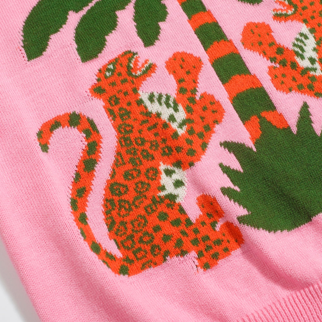 Women's Pink leopard knit suit -Designed by Jessica Molina