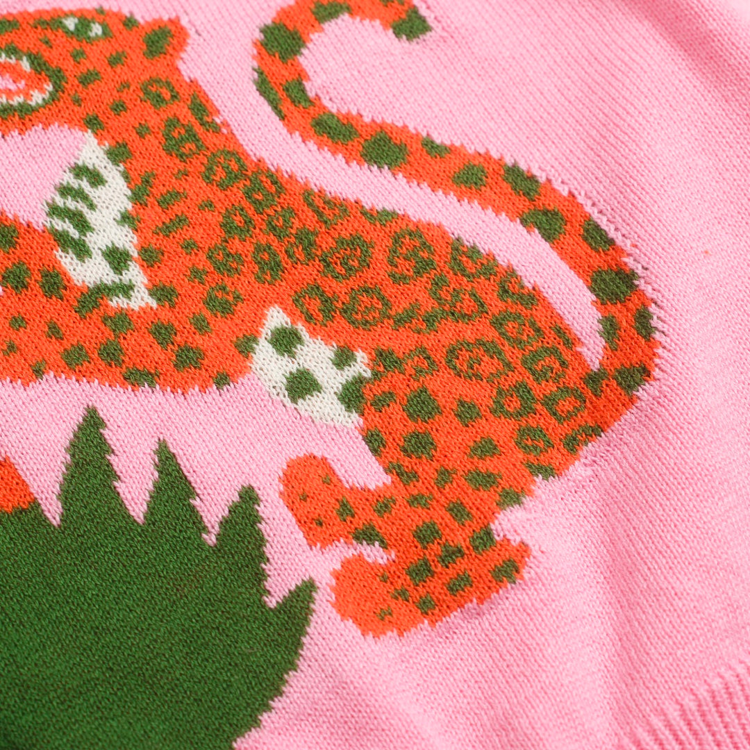 Women's Pink leopard knit suit -Designed by Jessica Molina