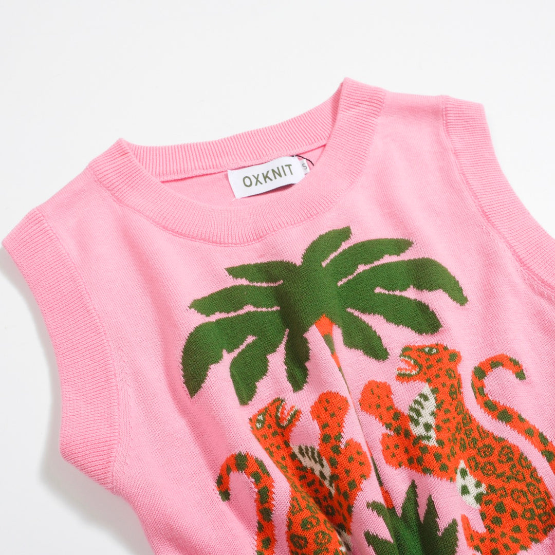 Women's Pink leopard knit suit -Designed by Jessica Molina