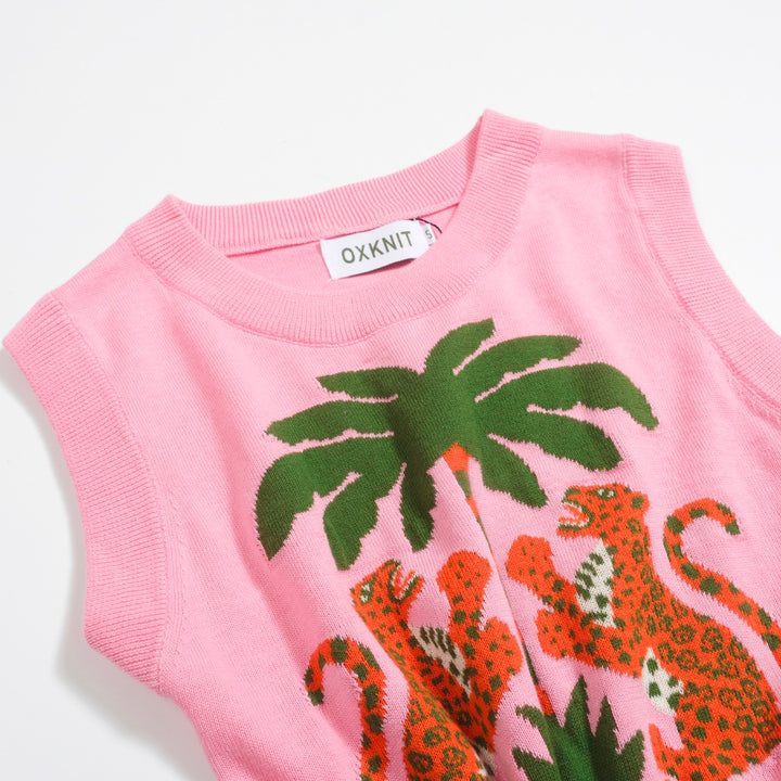 Women's Pink leopard knit suit -Designed by Jessica Molina