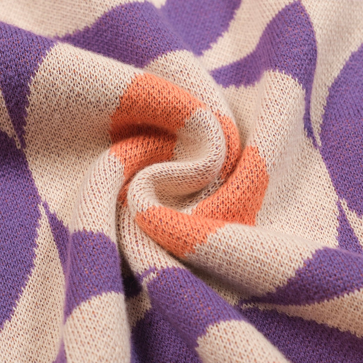 Men's purple jacquard knit vintage cardigan