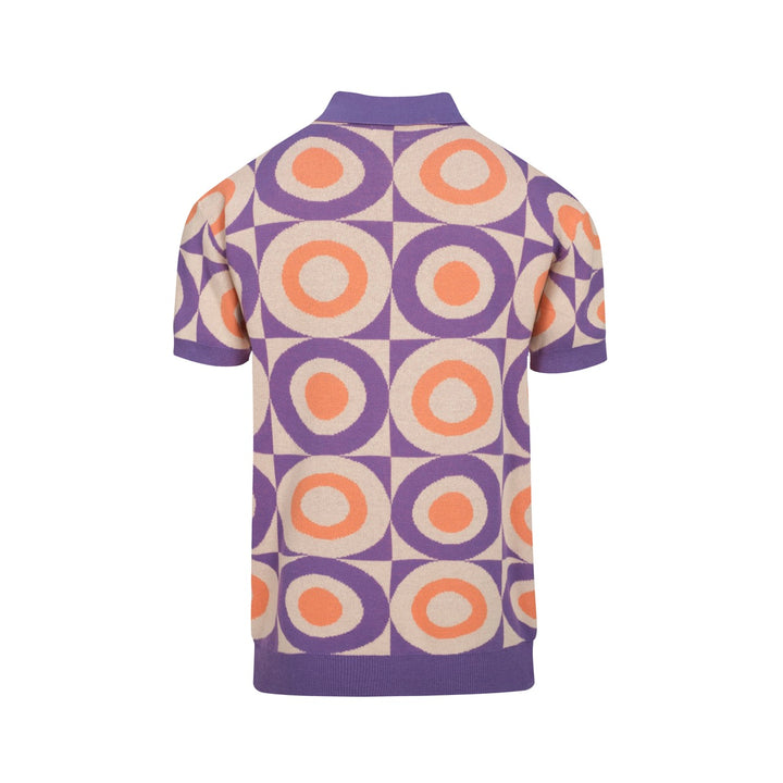 Men's purple jacquard knit vintage cardigan