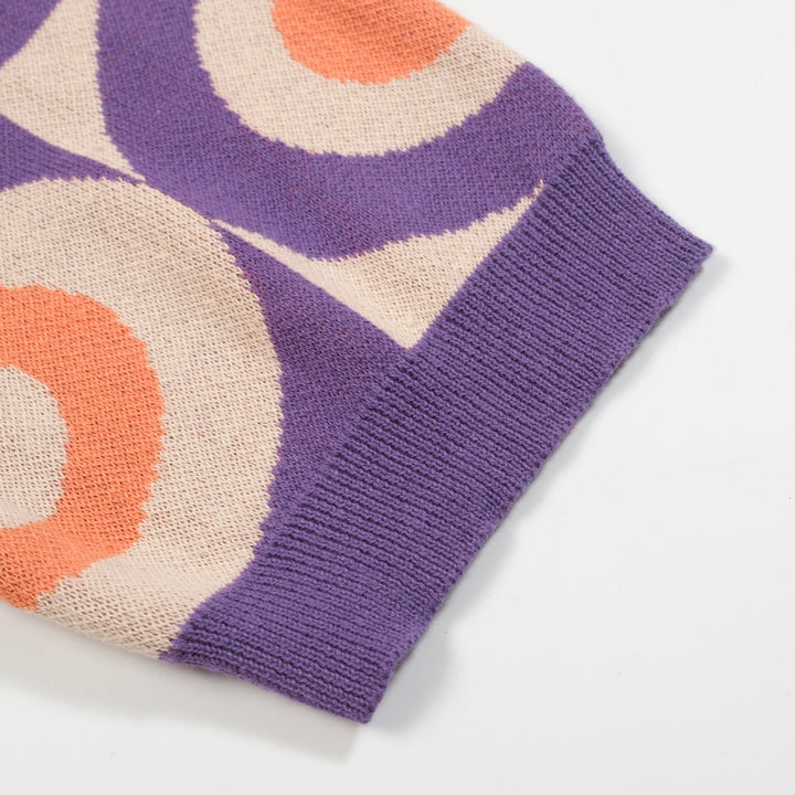 Men's purple jacquard knit vintage cardigan