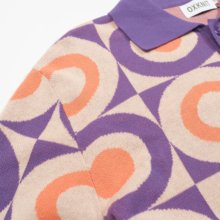 Men's purple jacquard knit vintage cardigan