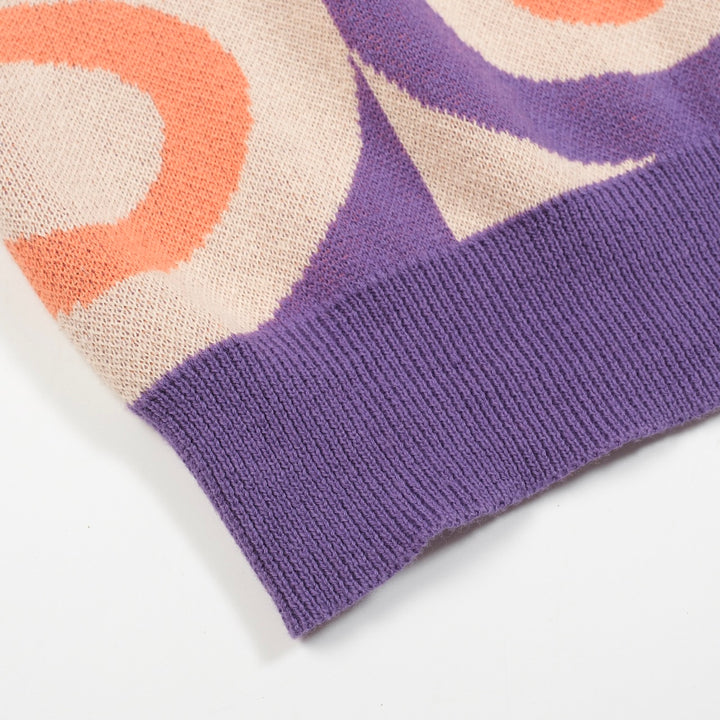 Men's purple jacquard knit vintage cardigan