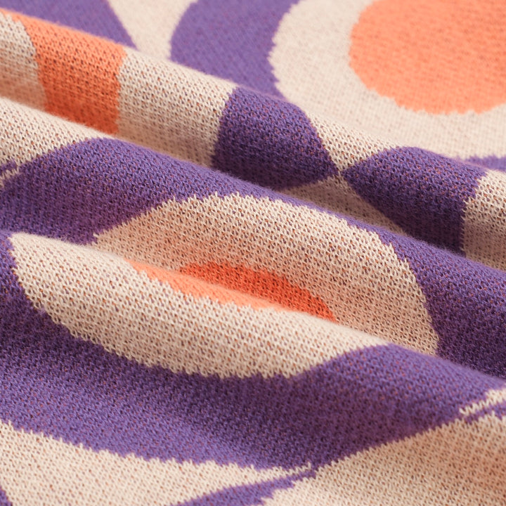 Men's purple jacquard knit vintage cardigan