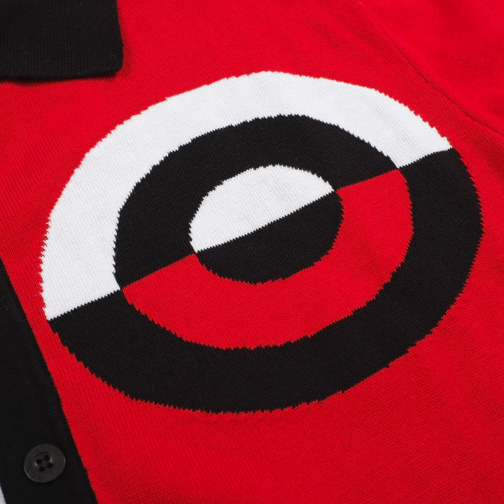 Men's red and white art vintage knit cardigan