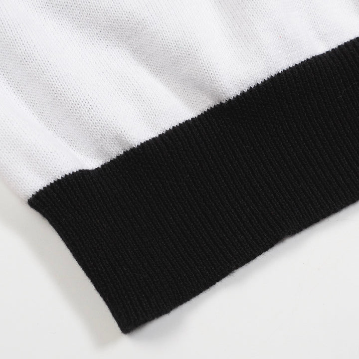 Men's red and white art vintage knit cardigan