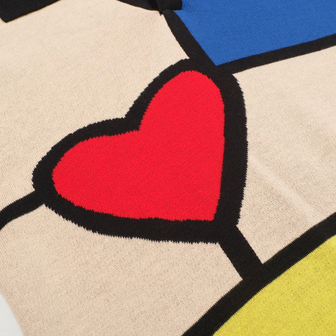 Meerkleurig kunstjacquardgebreid herenpoloshirt met V-hals