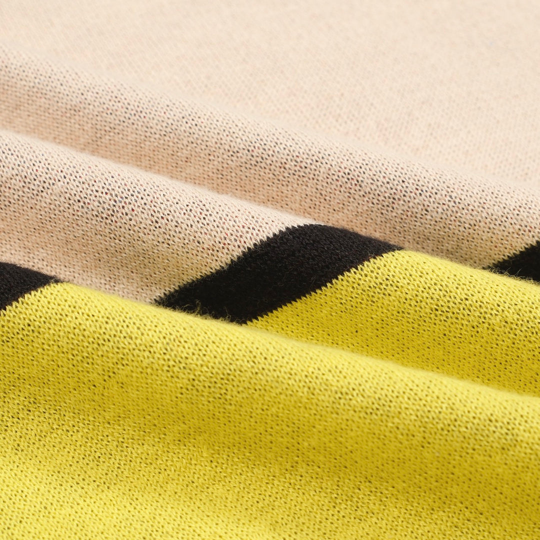 Meerkleurig kunstjacquardgebreid herenpoloshirt met V-hals