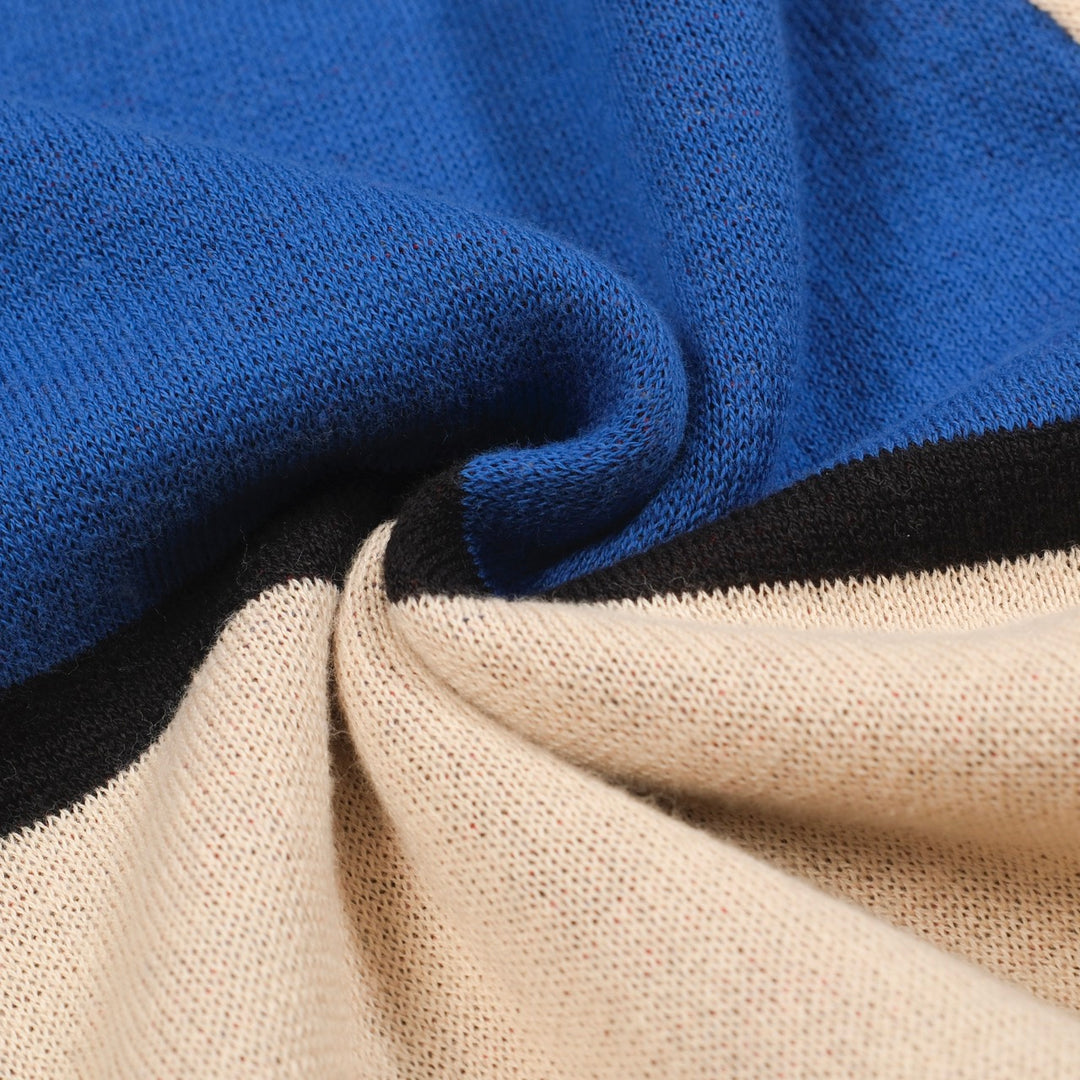 Meerkleurig kunstjacquardgebreid herenpoloshirt met V-hals