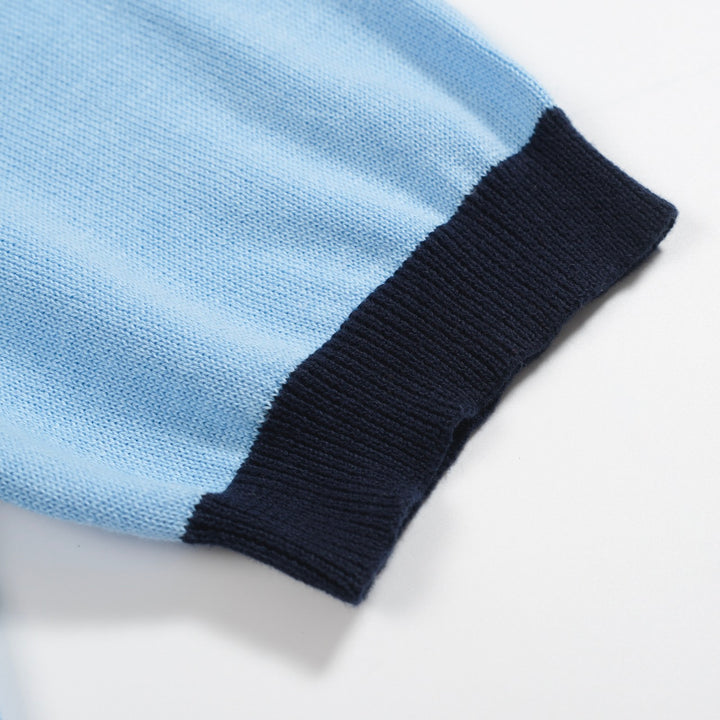 T-shirt masculina em malha jacquard azul listrada