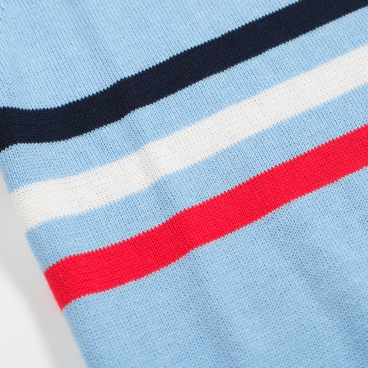 T-shirt masculina em malha jacquard azul listrada