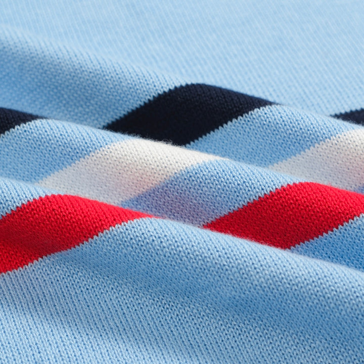 T-shirt masculina em malha jacquard azul listrada