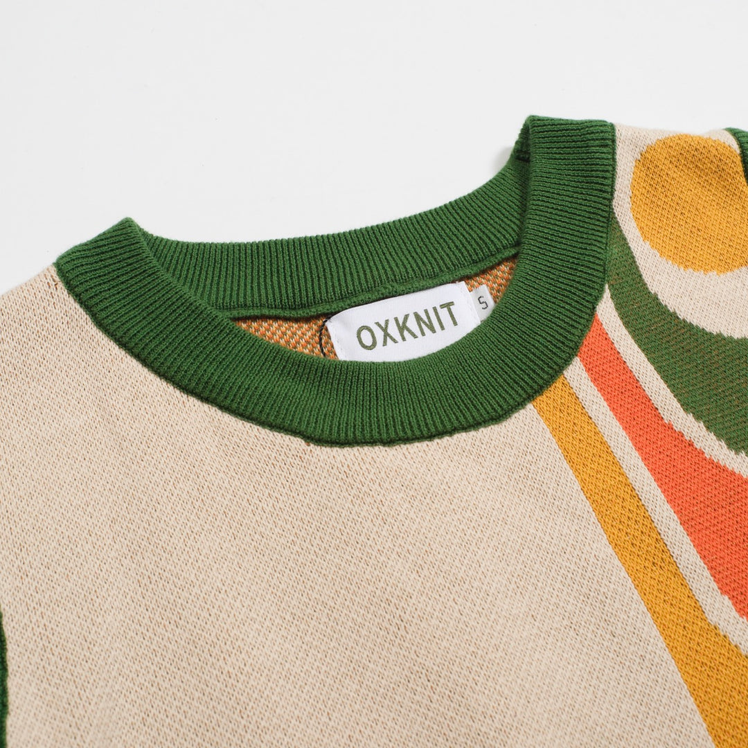 Women’s Retro-Inspired Knit Set with Bold Geometric Graphic