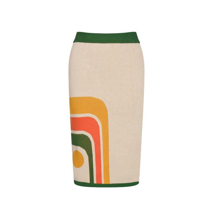 Women’s Retro-Inspired Knit Set with Bold Geometric Graphic