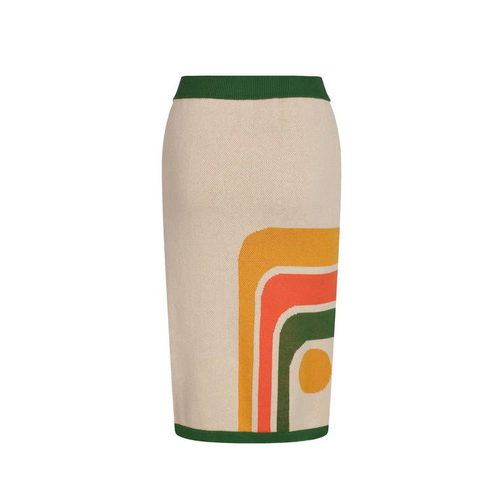 Women’s Retro-Inspired Knit Set with Bold Geometric Graphic