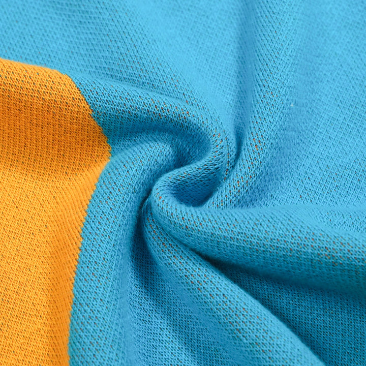 Set de punto gráfico azul y naranja de mujeres con diseño abstracto audaz