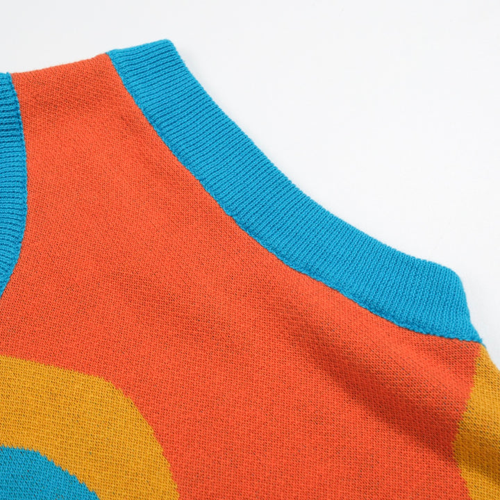 Set de punto gráfico azul y naranja de mujeres con diseño abstracto audaz