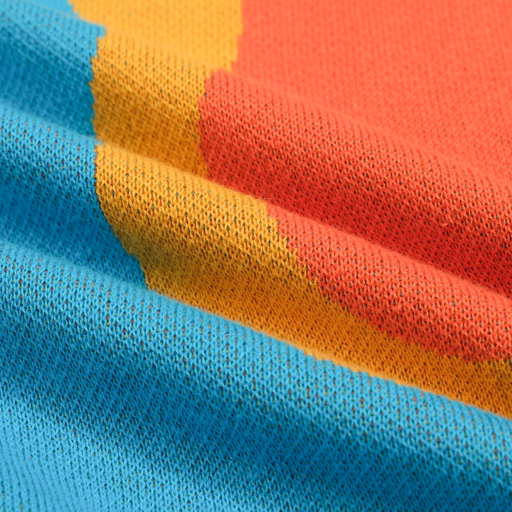 Set de punto gráfico azul y naranja de mujeres con diseño abstracto audaz