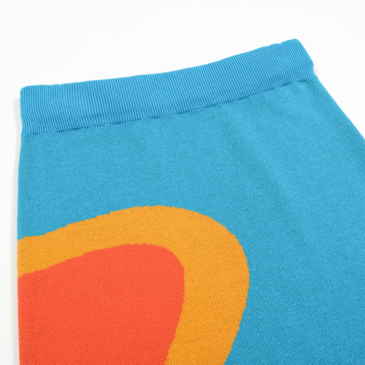 Set de punto gráfico azul y naranja de mujeres con diseño abstracto audaz