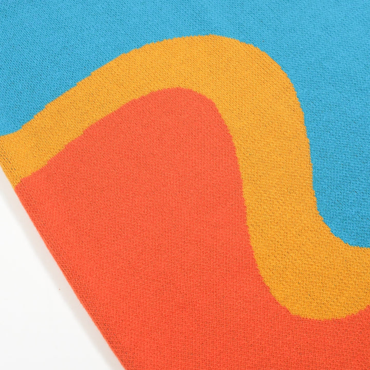 Set de punto gráfico azul y naranja de mujeres con diseño abstracto audaz