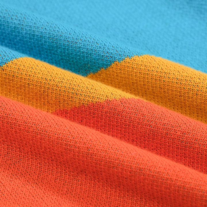 Set de punto gráfico azul y naranja de mujeres con diseño abstracto audaz