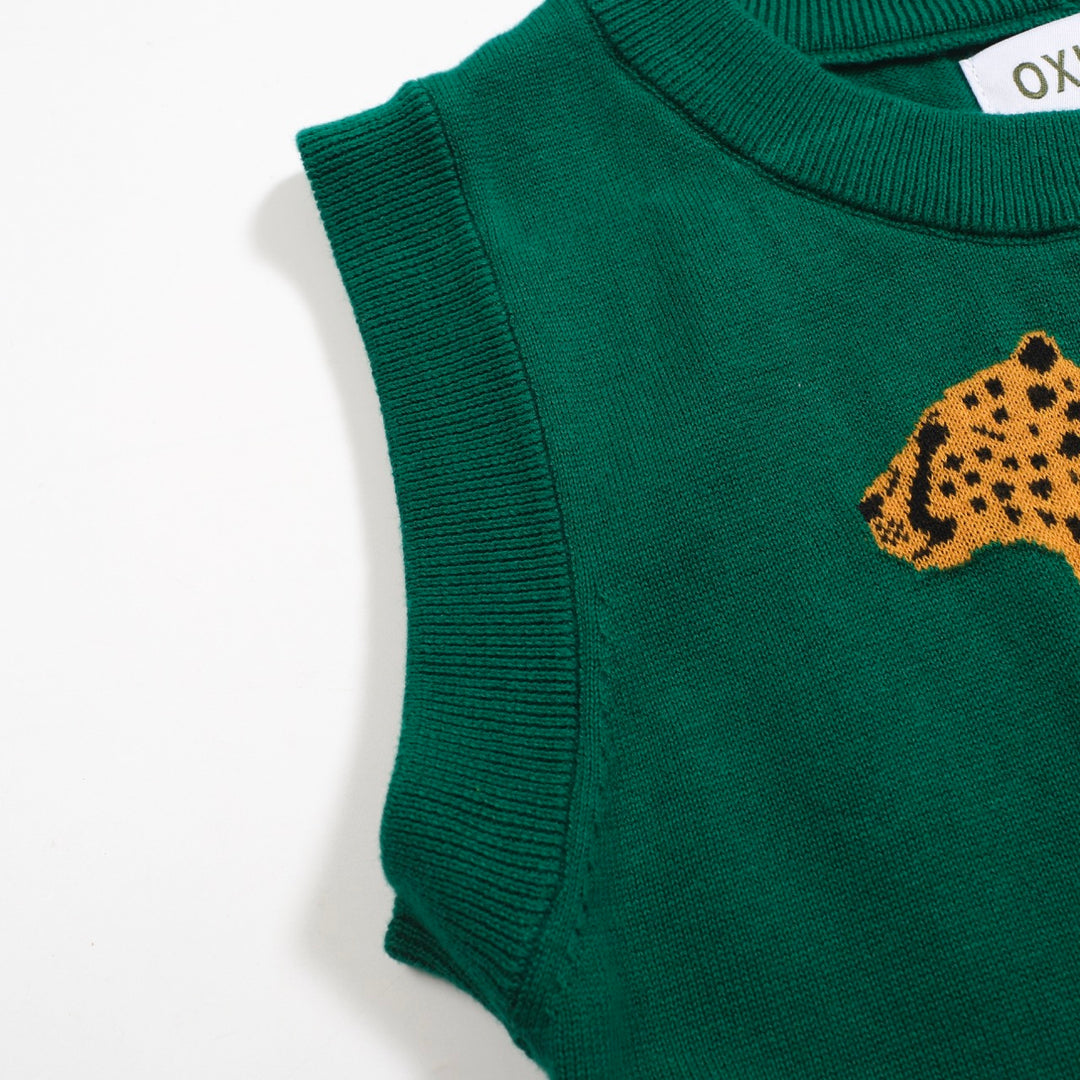 Women’s Green Leopard Print Knit Set with Cheetah Graphic