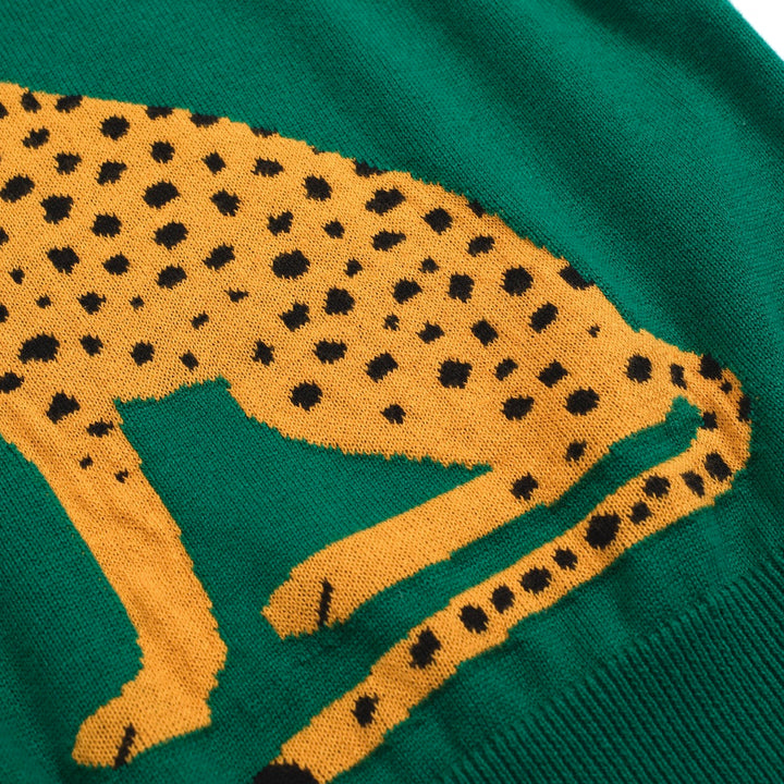 Women’s Green Leopard Print Knit Set with Cheetah Graphic