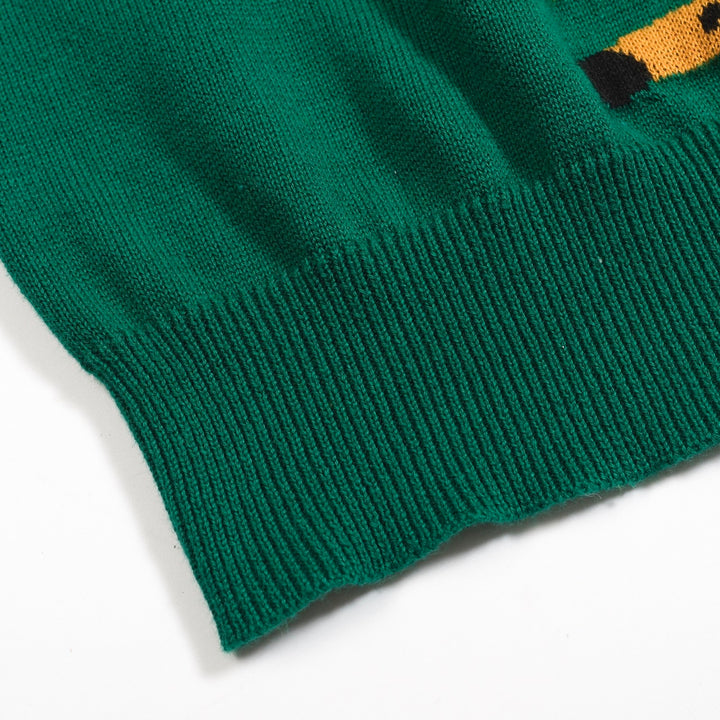 Women’s Green Leopard Print Knit Set with Cheetah Graphic