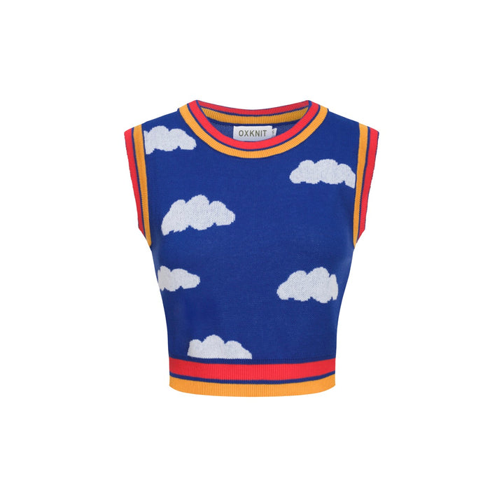Conjunto de huellas de estampado de nubes retro de mujeres con rayas coloridas