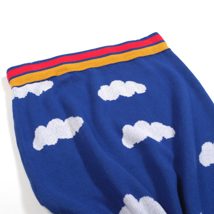 Conjunto de huellas de estampado de nubes retro de mujeres con rayas coloridas