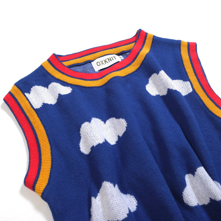 Conjunto de huellas de estampado de nubes retro de mujeres con rayas coloridas