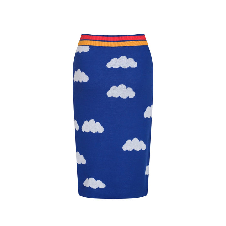 Conjunto de huellas de estampado de nubes retro de mujeres con rayas coloridas