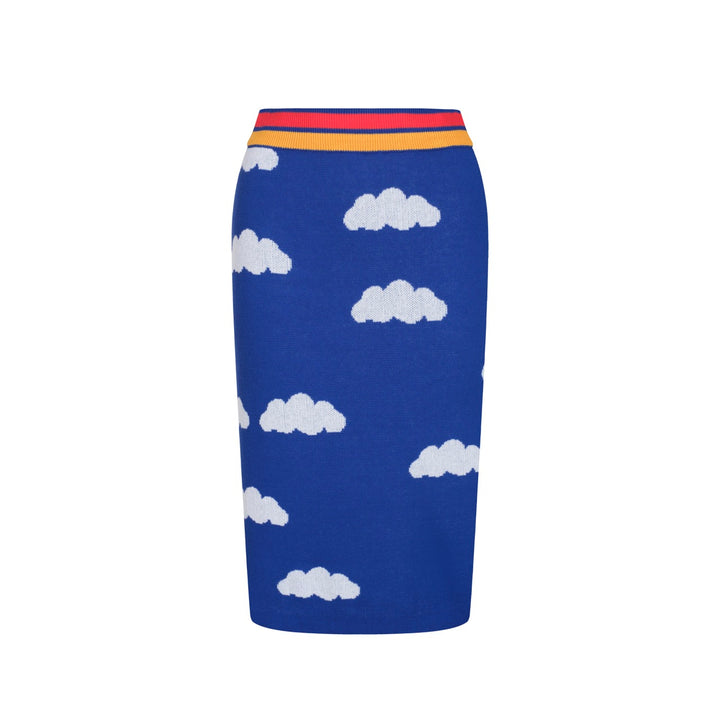 Conjunto de huellas de estampado de nubes retro de mujeres con rayas coloridas