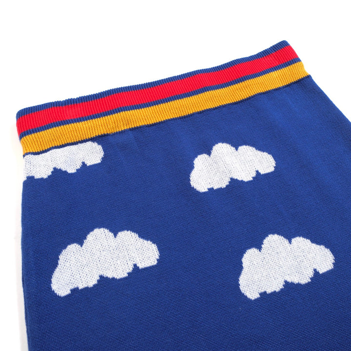 Conjunto de huellas de estampado de nubes retro de mujeres con rayas coloridas