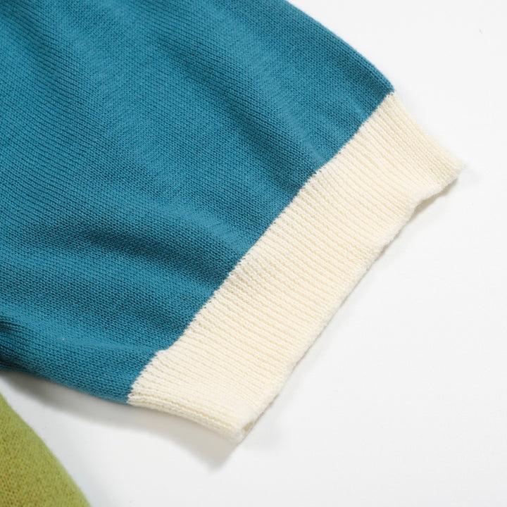 Veelkleurig gestreept kattengebreid heren-T-shirt, ontworpen door Lim Heng Swee