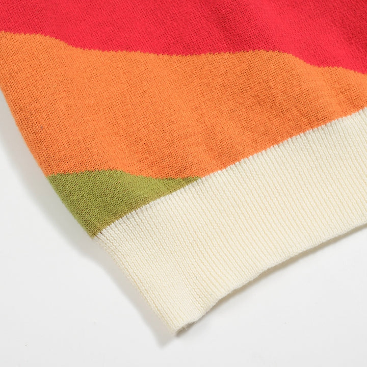 Veelkleurig gestreept kattengebreid heren-T-shirt, ontworpen door Lim Heng Swee