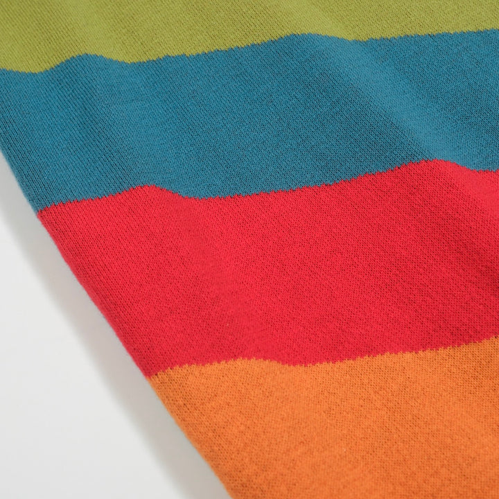 Veelkleurig gestreept kattengebreid heren-T-shirt, ontworpen door Lim Heng Swee