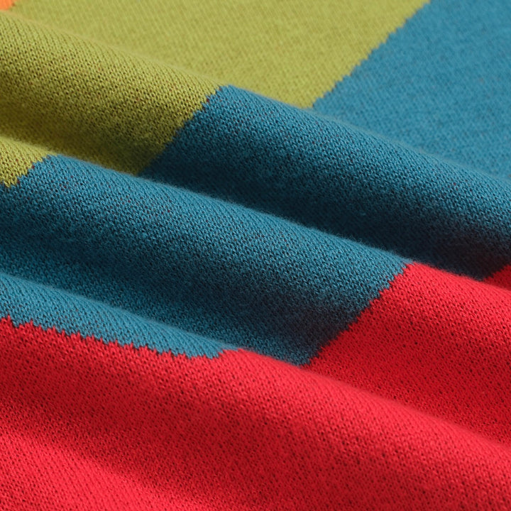 Veelkleurig gestreept kattengebreid heren-T-shirt, ontworpen door Lim Heng Swee