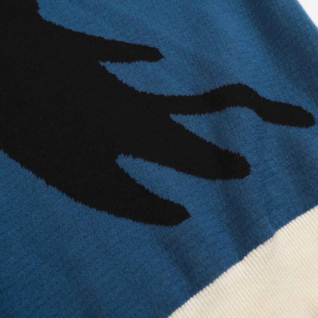 Men's blue cat knit T-shirt- Designed by Lim Heng Swee